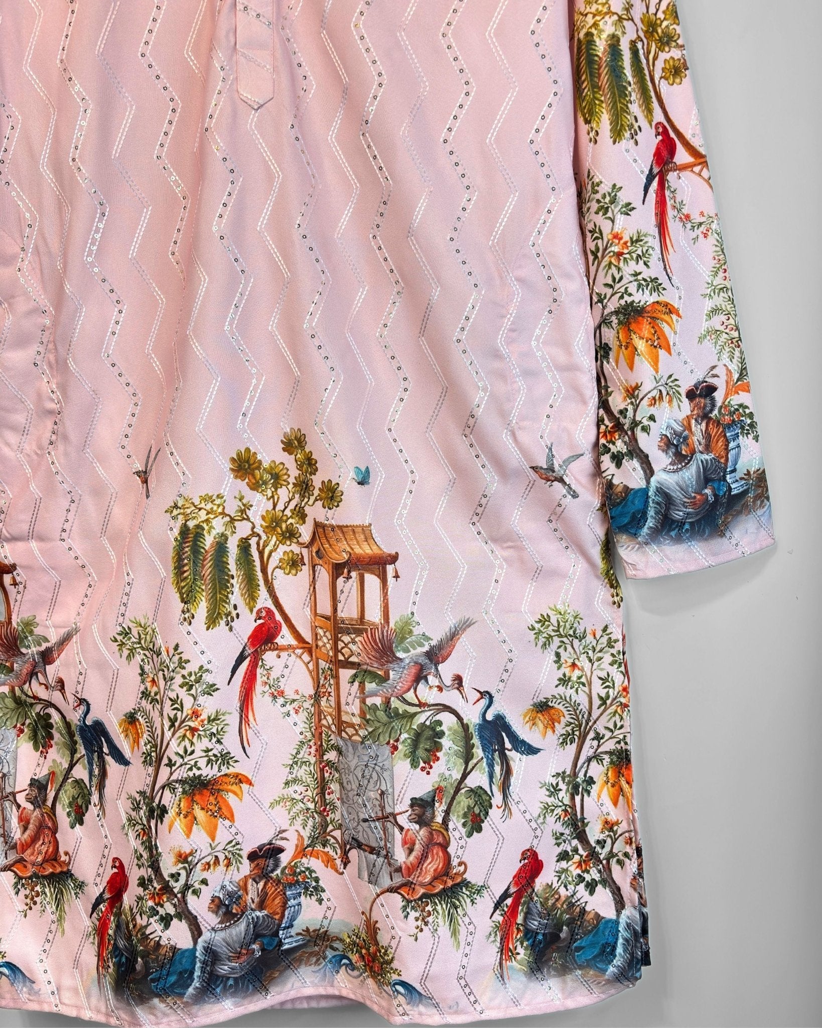 Pink Pavilion – Printed Kurta for Men - Jaipuri Crown