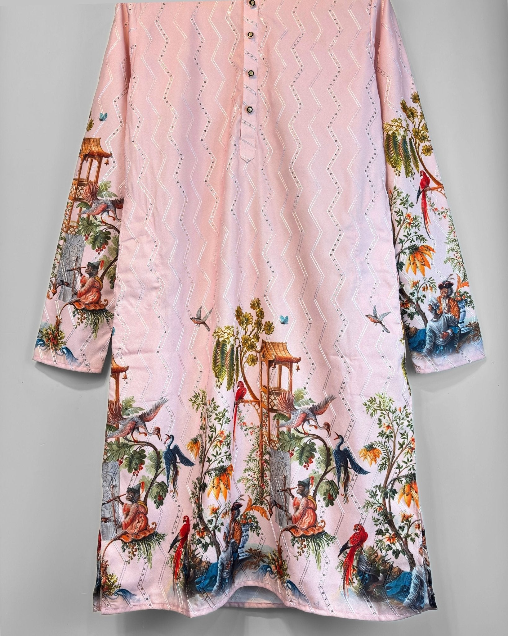 Pink Pavilion – Printed Kurta for Men - Jaipuri Crown