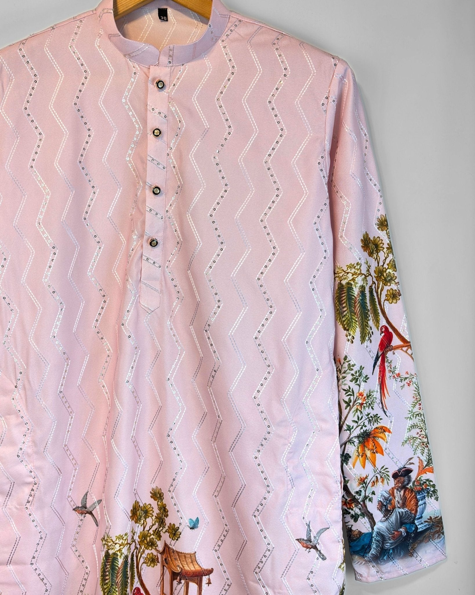 Pink Pavilion – Printed Kurta for Men - Jaipuri Crown