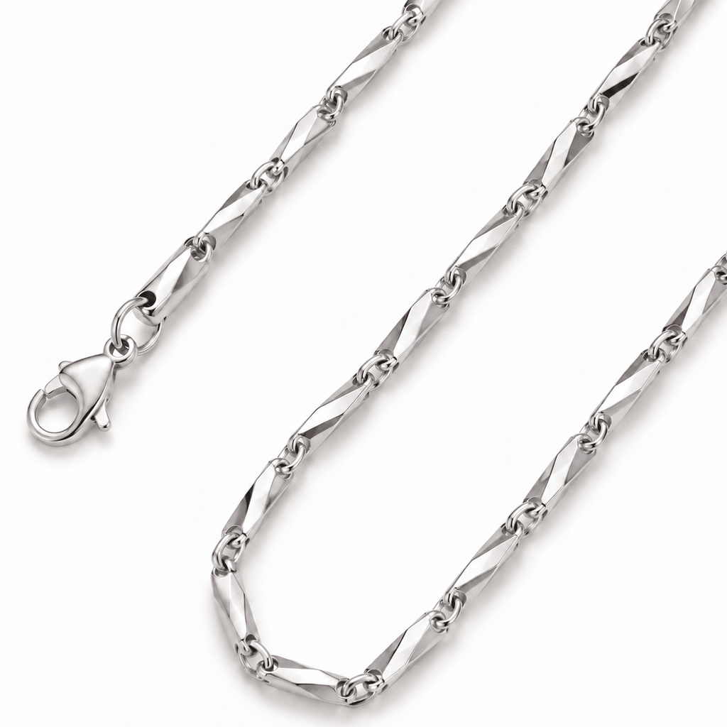 Premium Silver-Tone Geometric Link Chain for Men - Jaipuri Crown