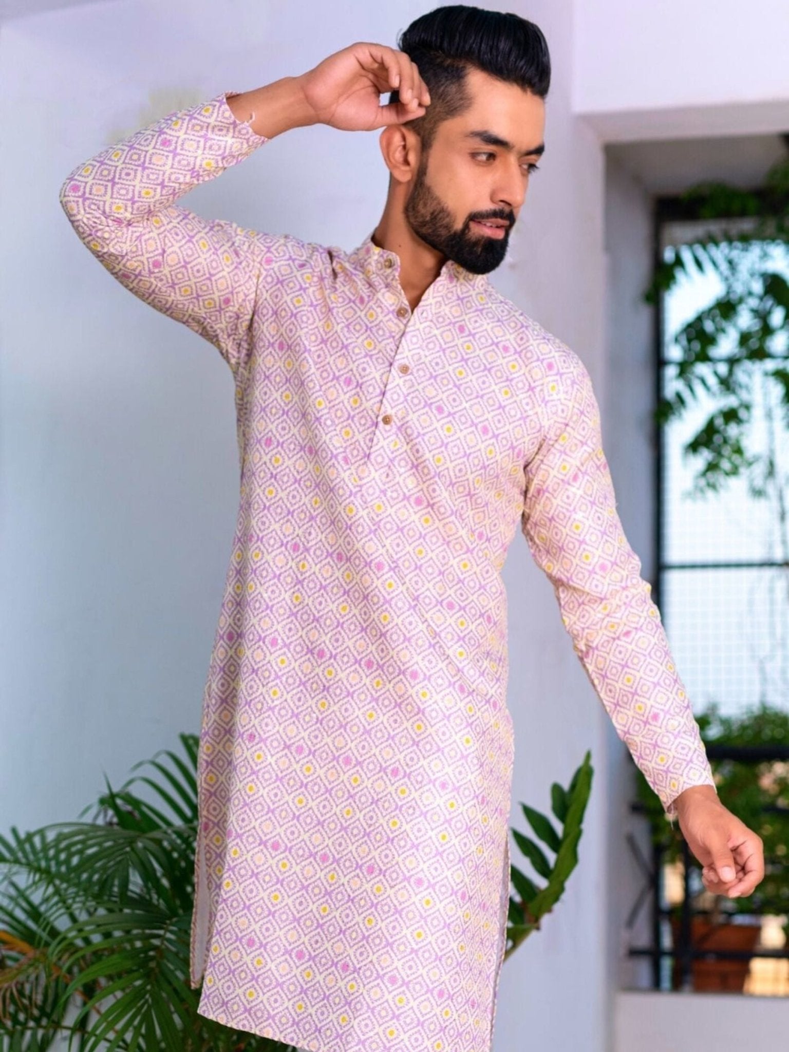Printed Designer Cotton Kurta - Pastel Multi - Jaipuri Crown