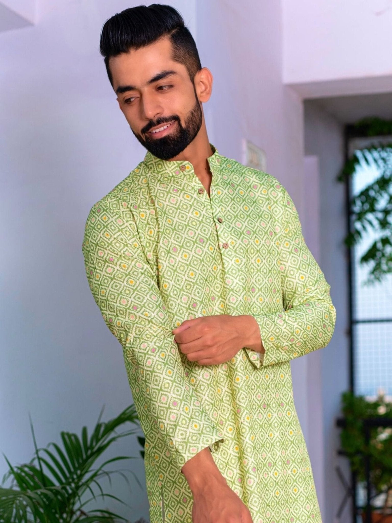 Printed Designer Cotton Kurta - Pastel Multi - Jaipuri Crown
