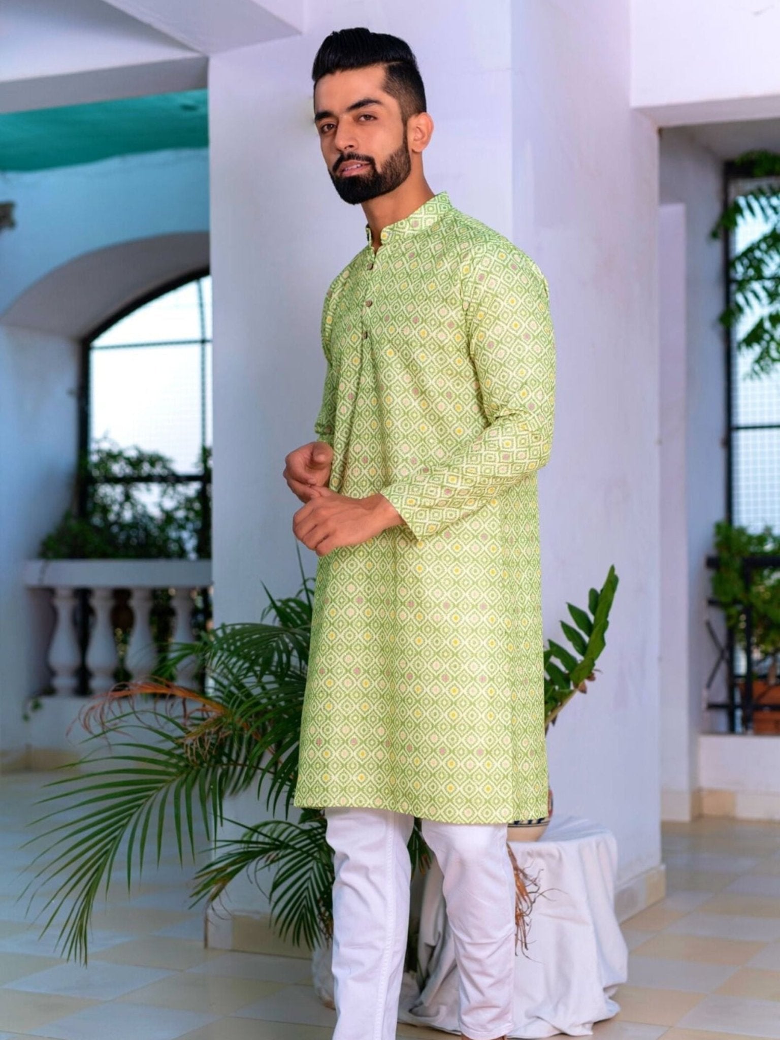 Printed Designer Cotton Kurta - Pastel Multi - Jaipuri Crown