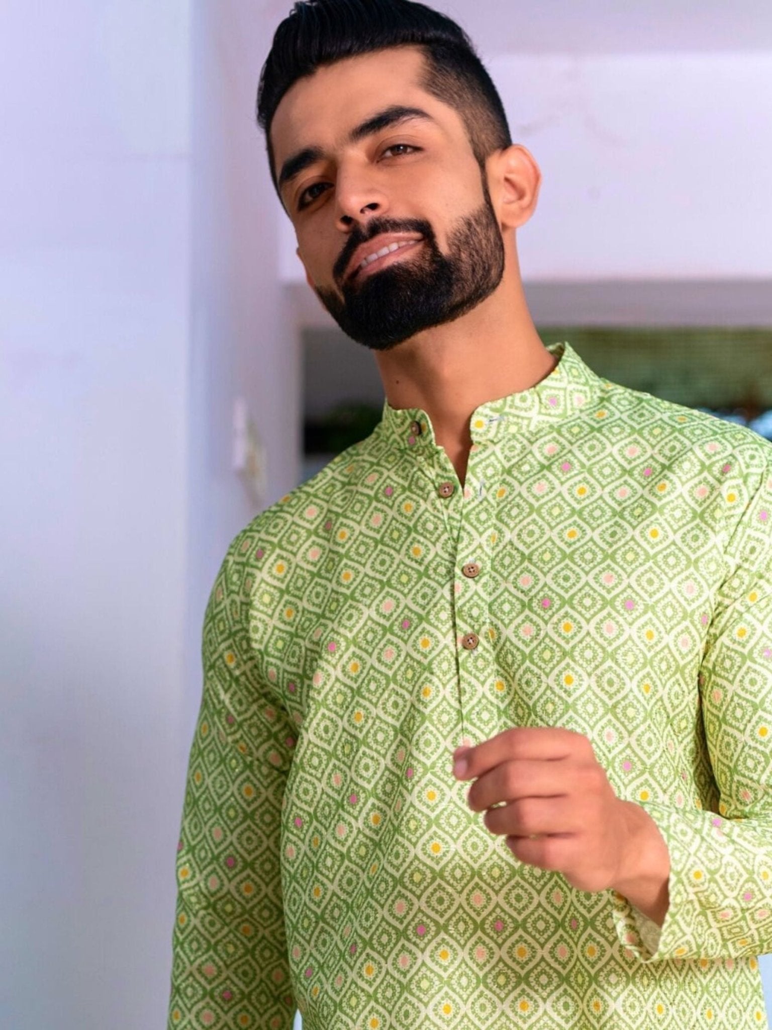 Printed Designer Cotton Kurta - Pastel Multi - Jaipuri Crown