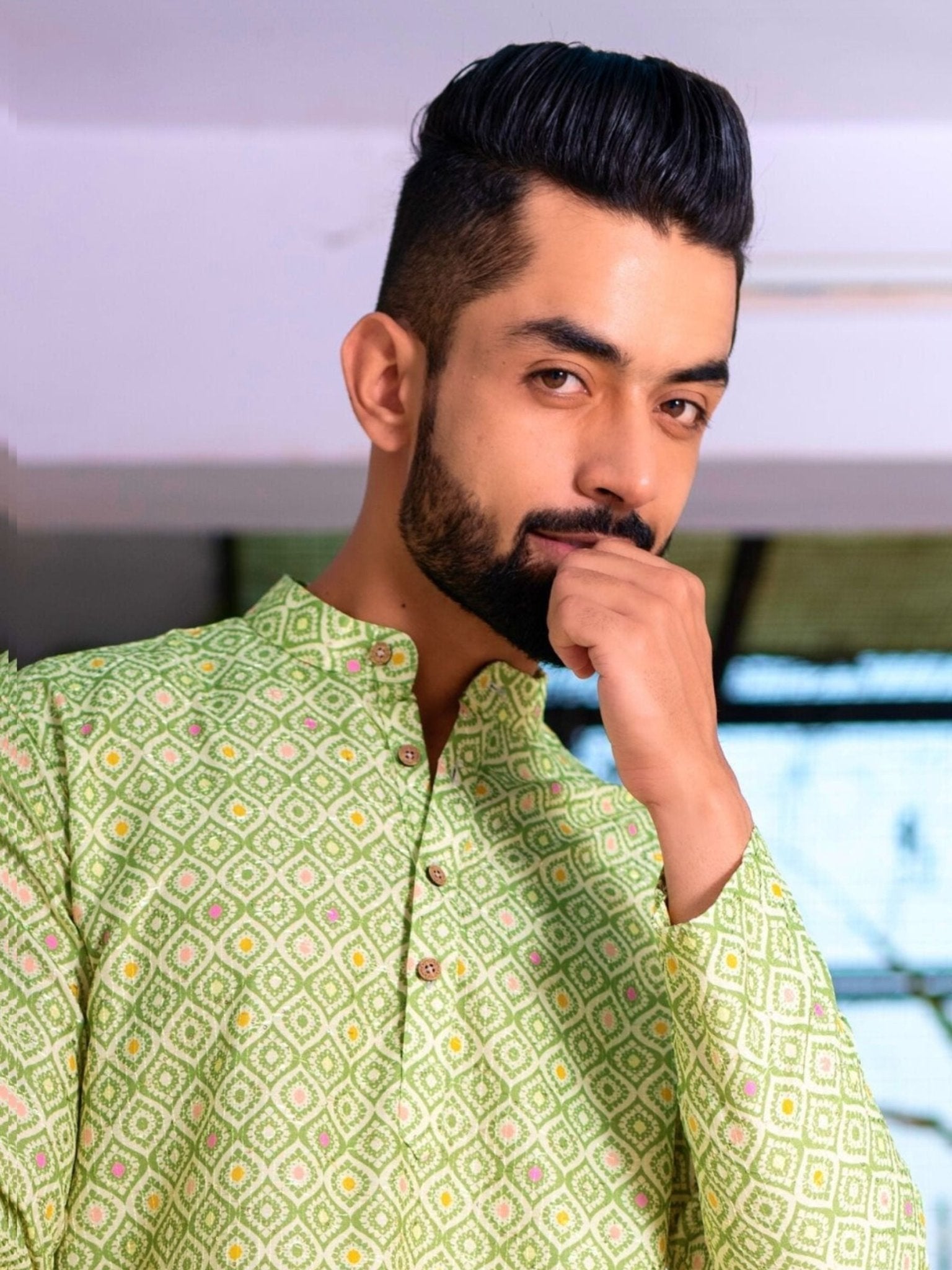 Printed Designer Cotton Kurta - Pastel Multi - Jaipuri Crown