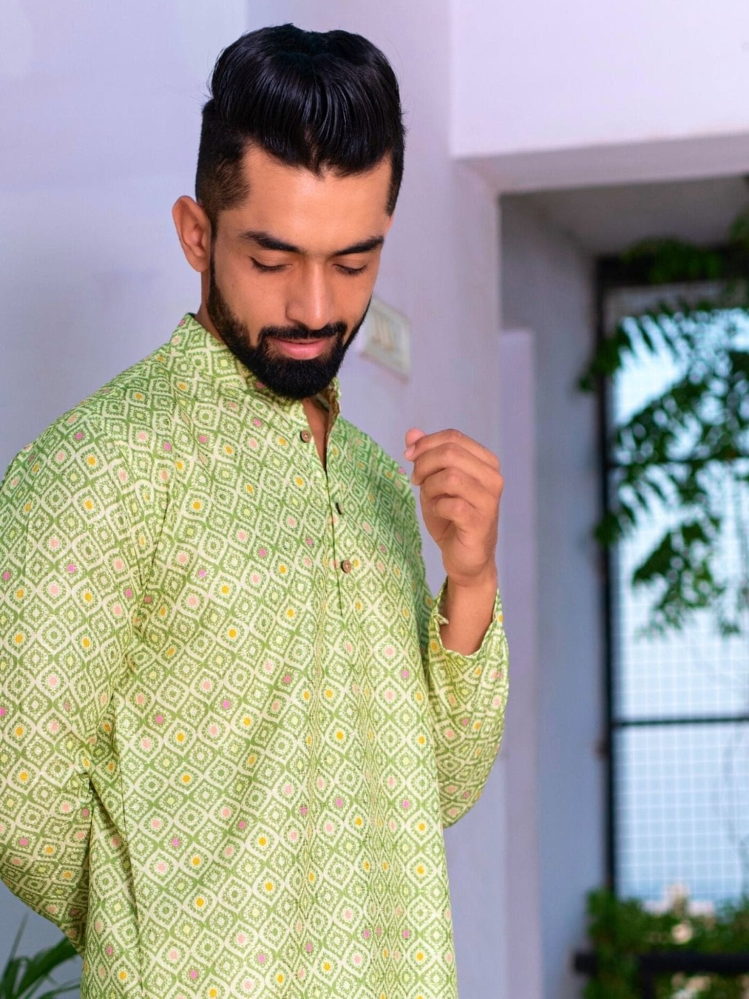 Printed Designer Cotton Kurta - Pastel Multi - Jaipuri Crown
