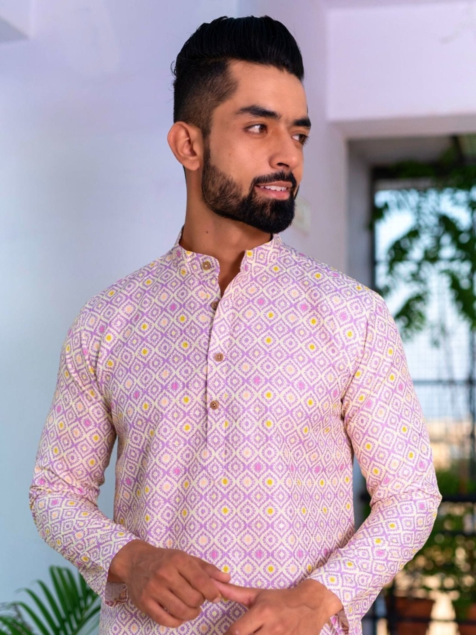 Printed Designer Cotton Kurta - Pastel Multi - Jaipuri Crown