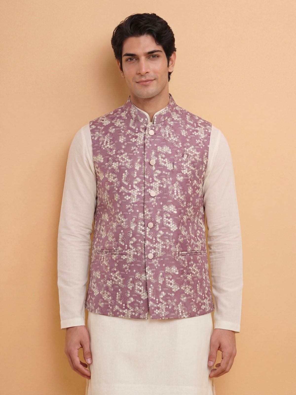 "रचना" (Rachna) Heritage Geometric Jacquard Modi Jacket - Jaipuri Crown