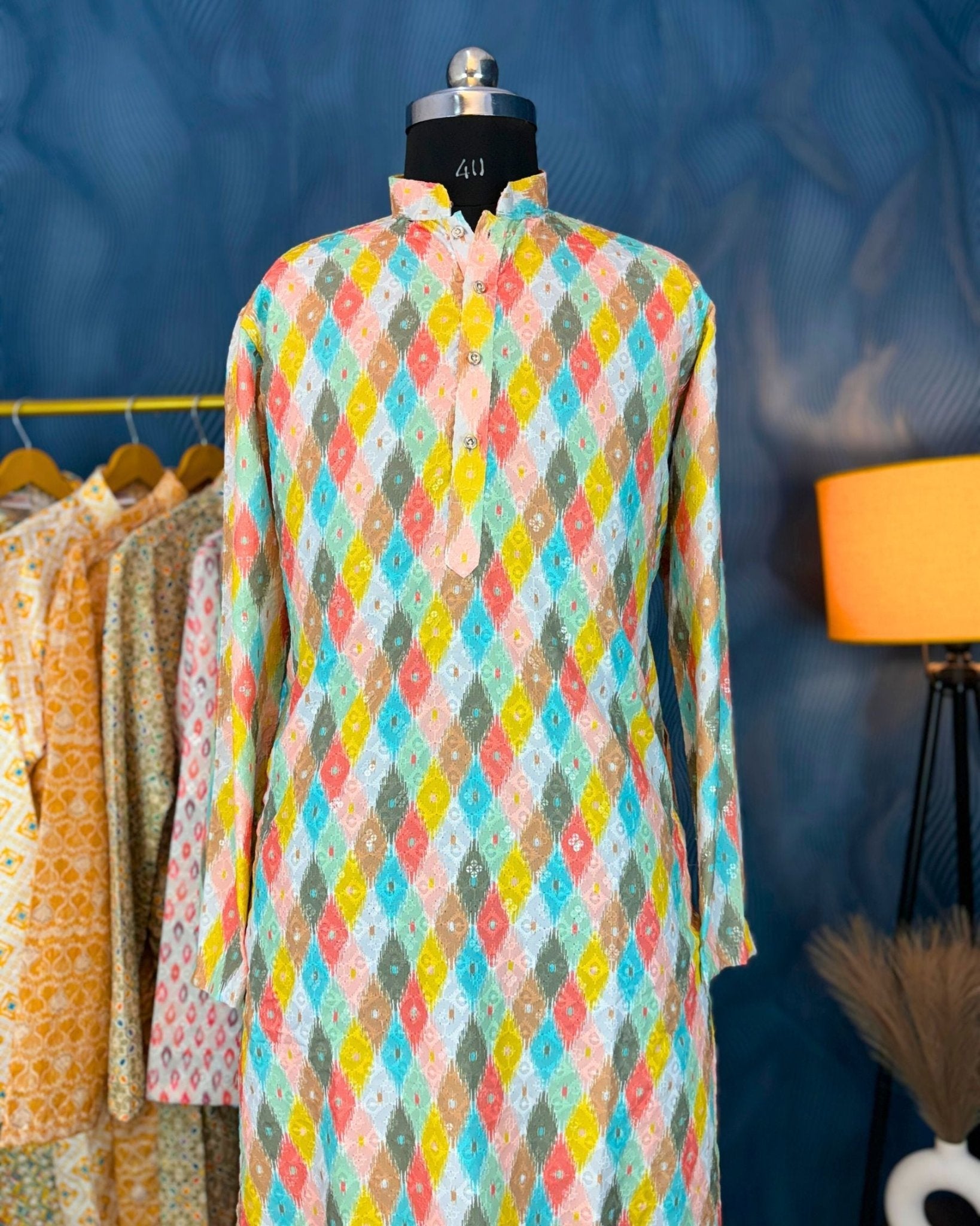Radiant Rainforest Printed Lucknowi Kurta - Jaipuri Crown