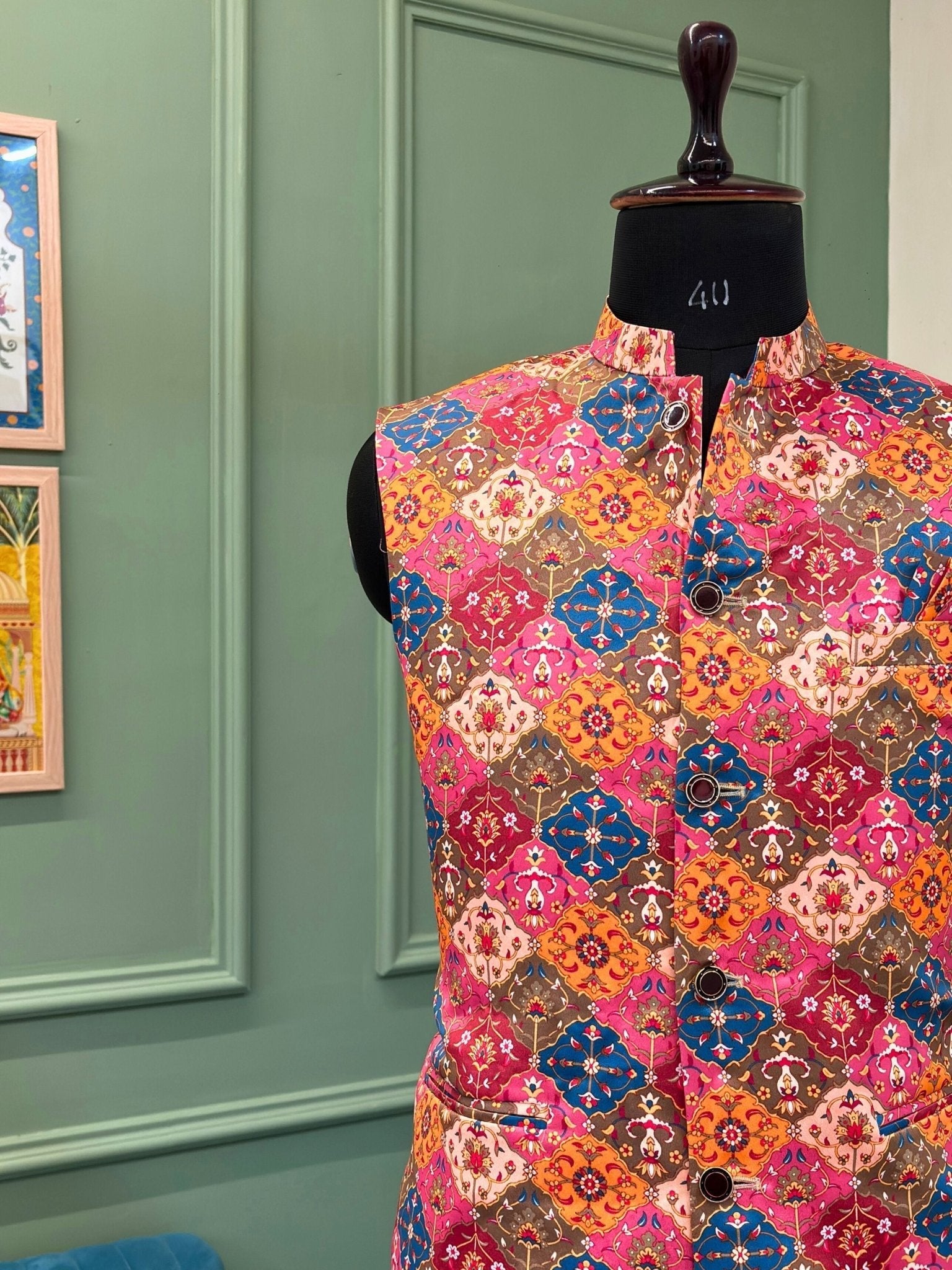 Raja's Ensemble Modi Jacket - Jaipuri Crown