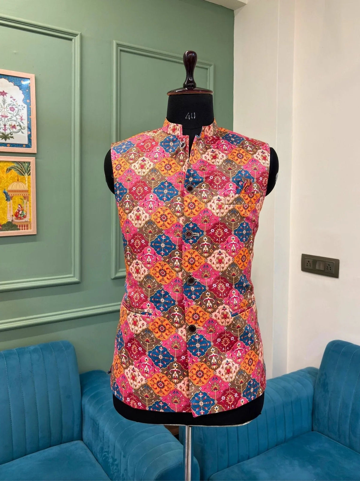 Raja's Ensemble Modi Jacket - Jaipuri Crown