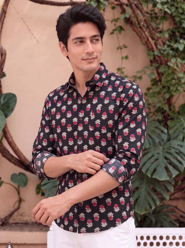 Rajasthani Blooms – Full Sleeve Cotton Shirt - Jaipuri Crown