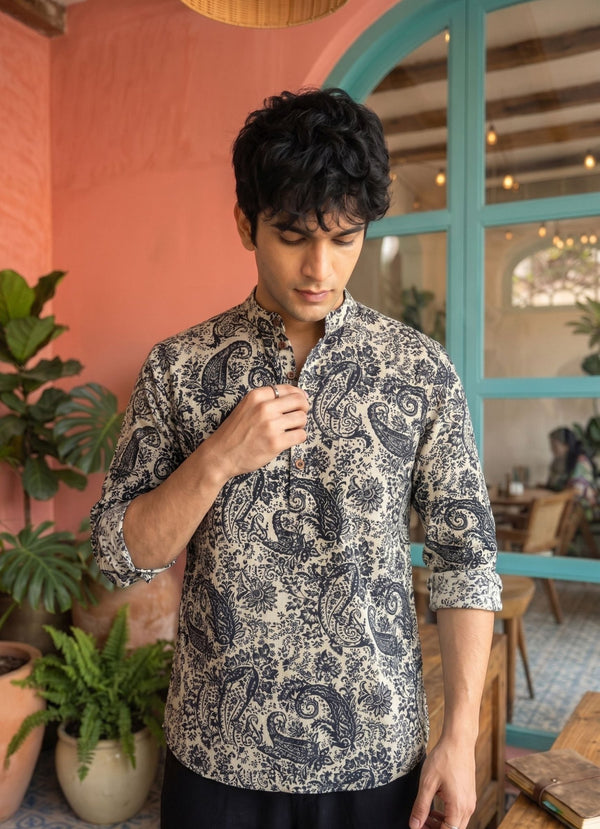 Rajasthani Charm – Printed Cotton Short Kurta - Jaipuri Crown