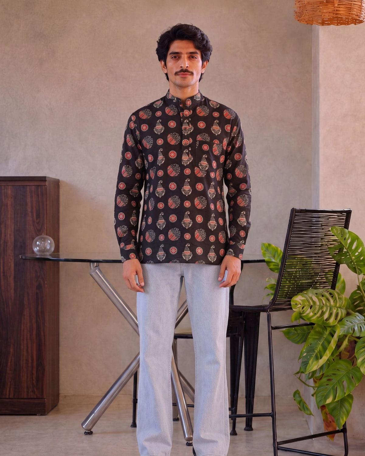 Rajasthani Charm – Printed Cotton Short Kurta - Jaipuri Crown