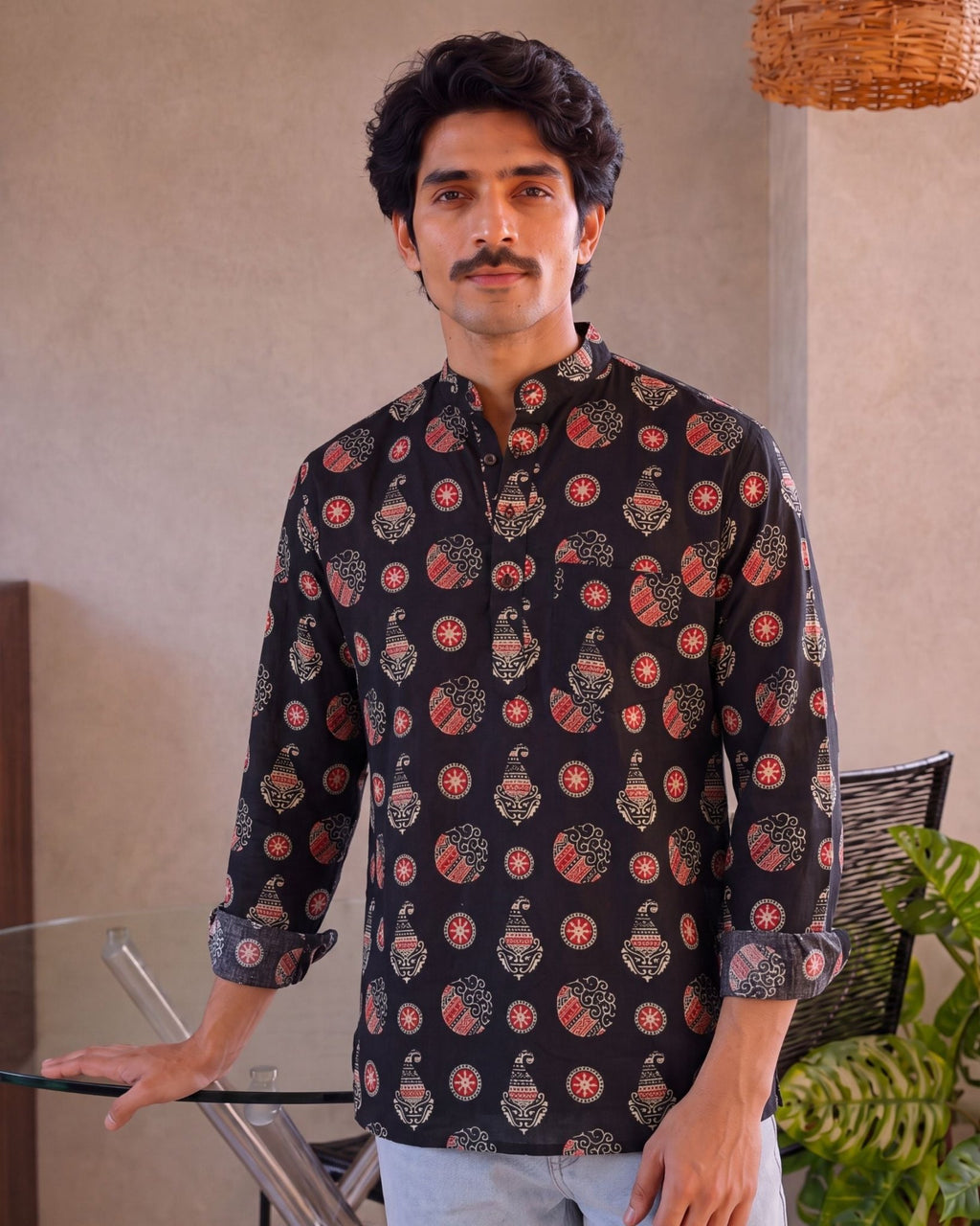 Rajasthani Charm – Printed Cotton Short Kurta - Jaipuri Crown