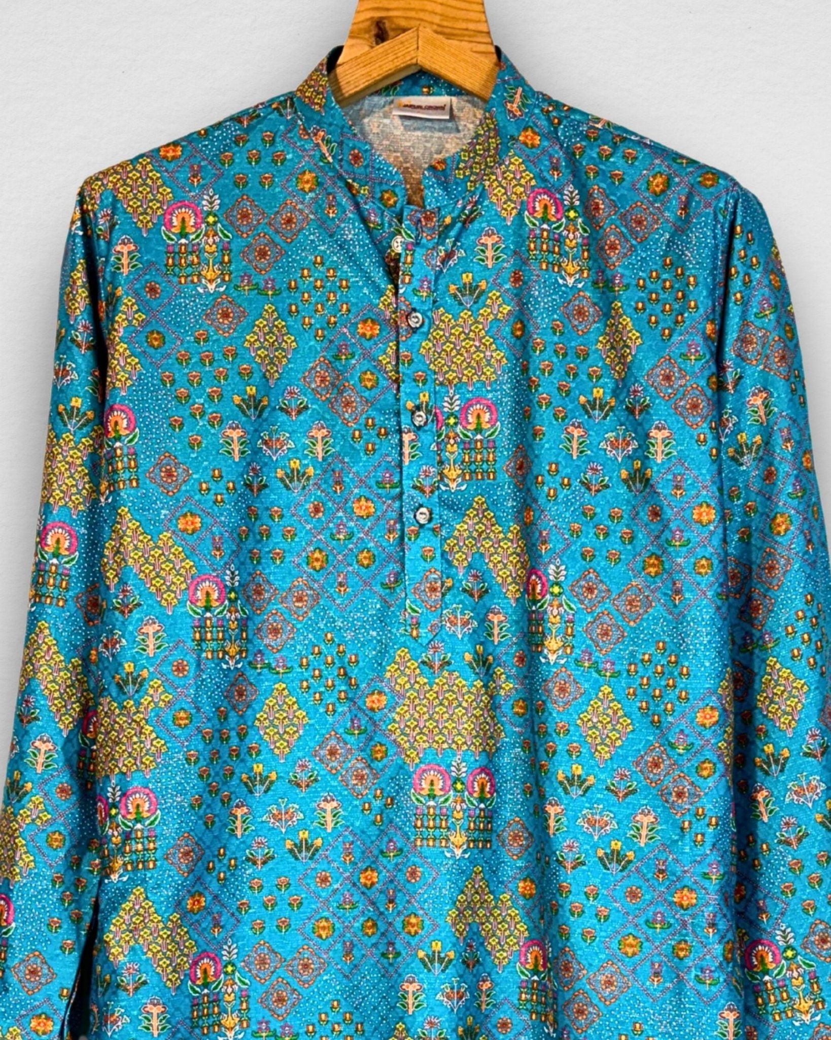 Rajasthani Jaal Printed Long Kurta in with Zari Work - Jaipuri Crown