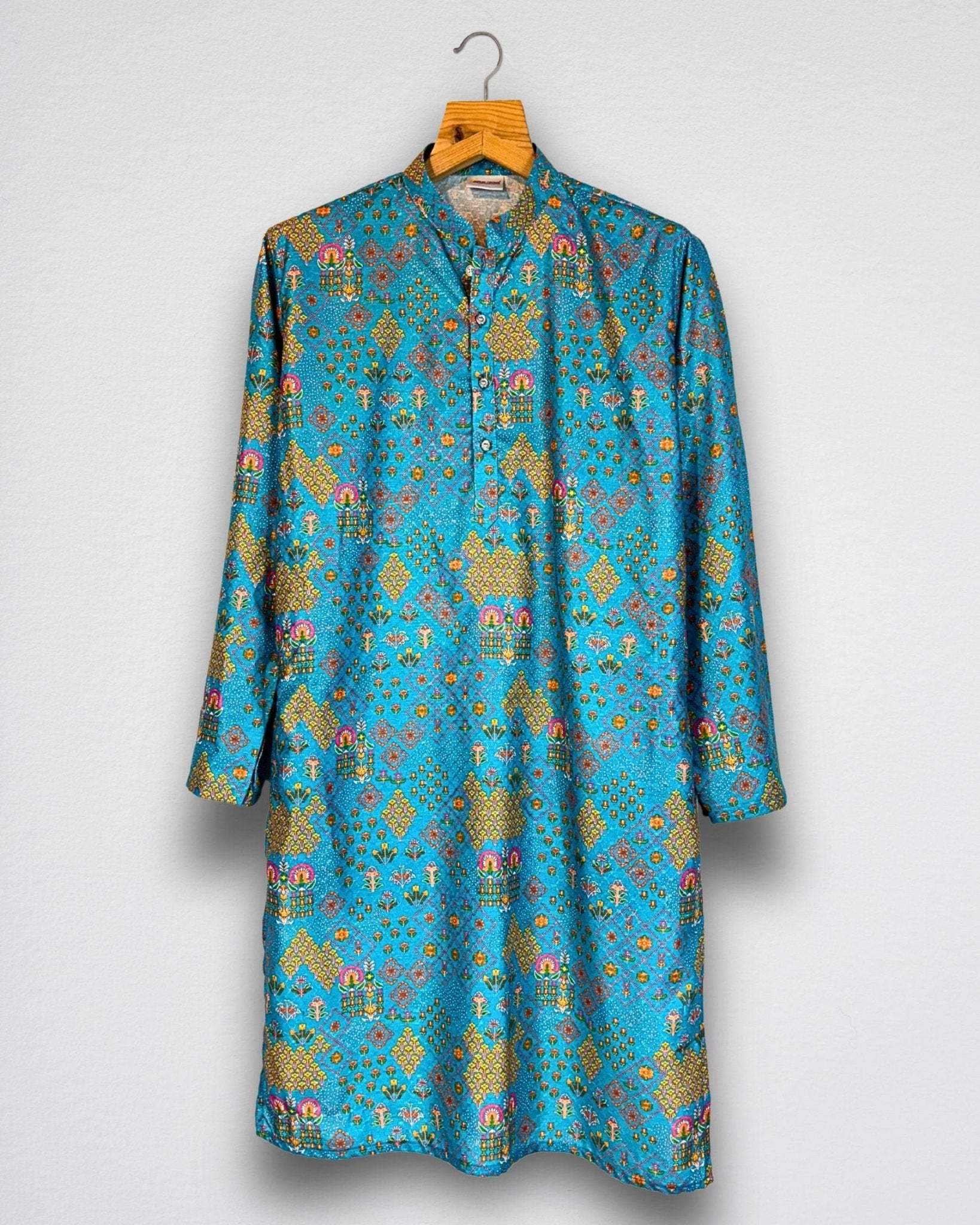 Rajasthani Jaal Printed Long Kurta in with Zari Work - Jaipuri Crown