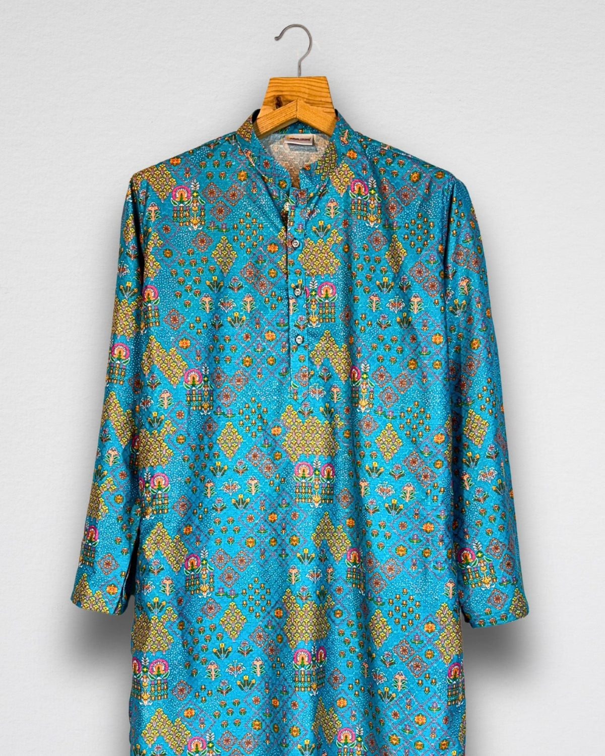 Rajasthani Jaal Printed Long Kurta in with Zari Work - Jaipuri Crown