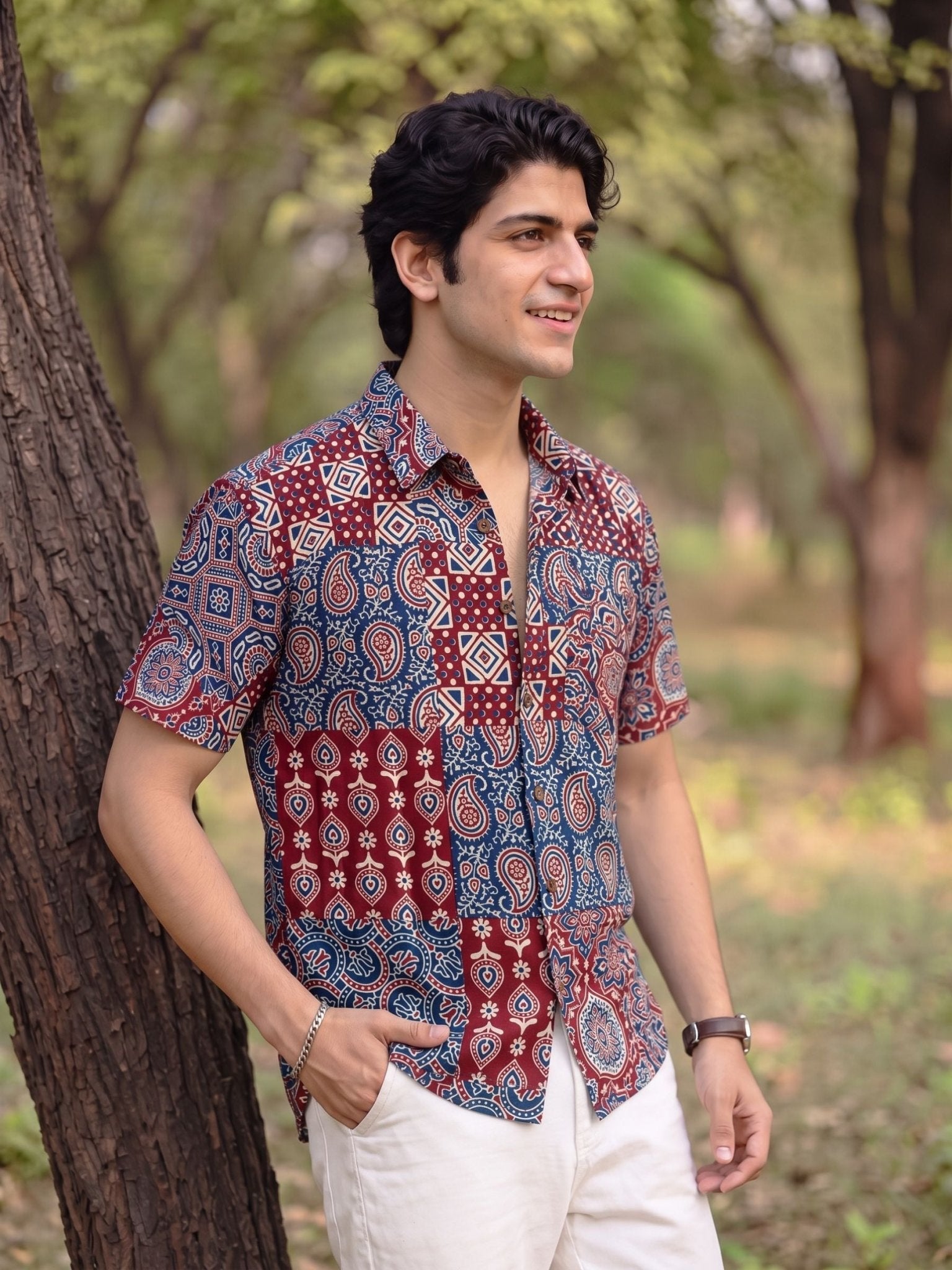 Rajasthani Vibes – Printed Cotton Half Sleeve Shirt - Jaipuri Crown