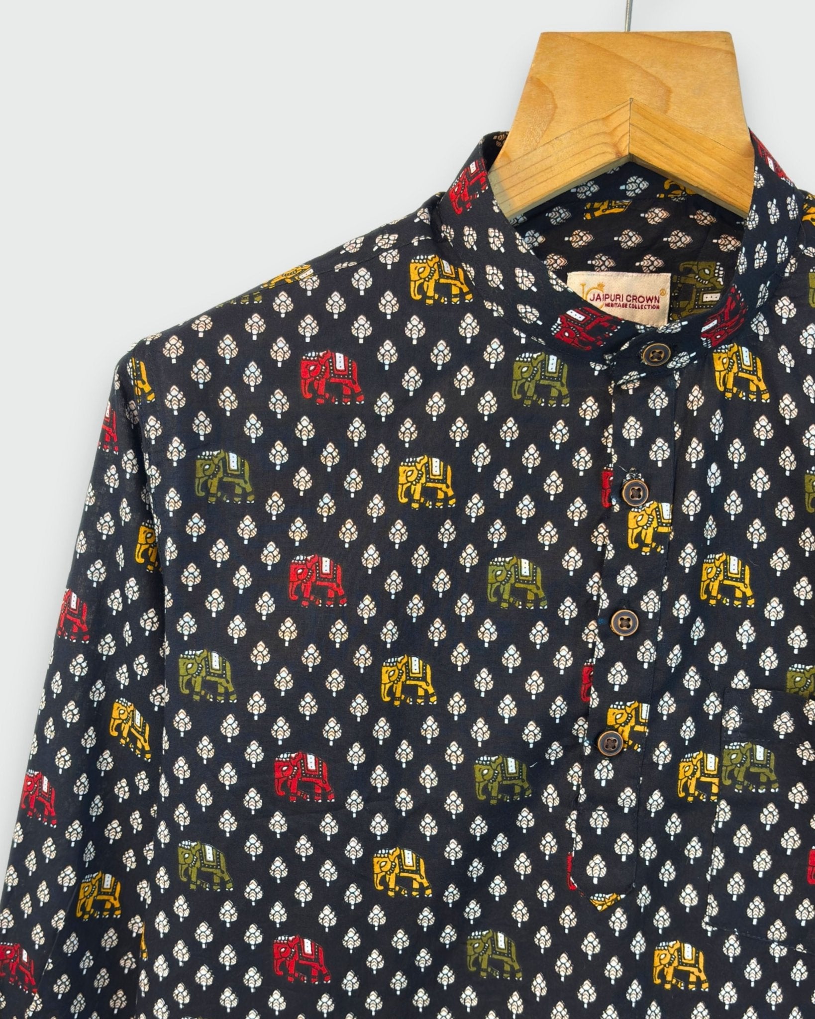 Rajveer Ride – Handprinted Short Kurta - Jaipuri Crown