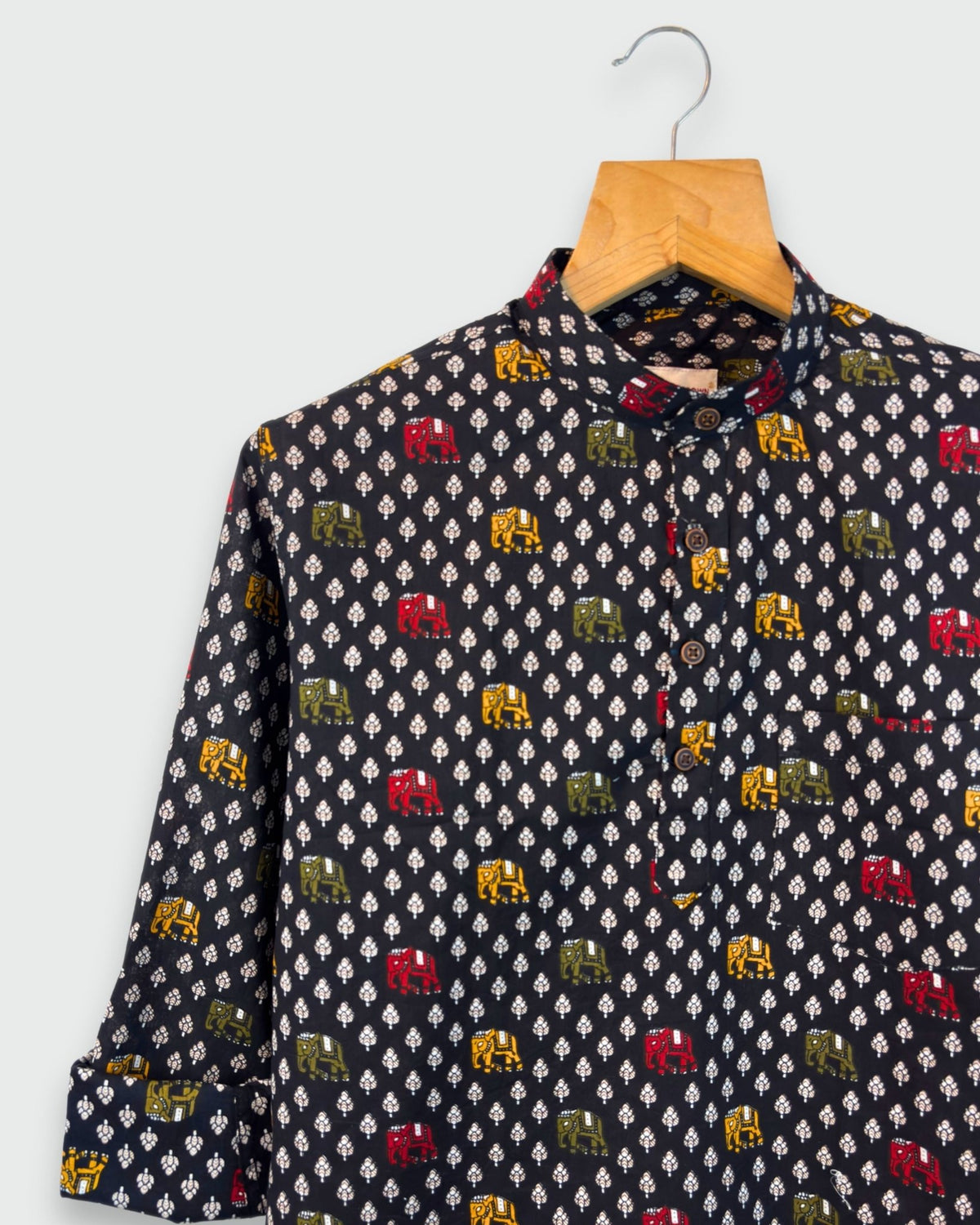 Rajveer Ride – Handprinted Short Kurta - Jaipuri Crown