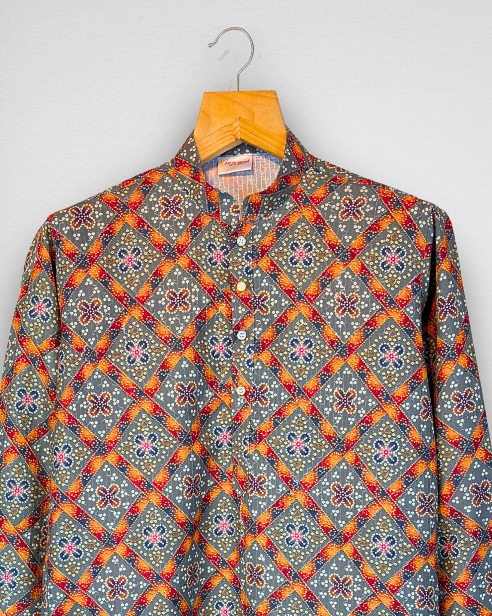 Rajwadi Maze – Geometric Block Print Long Kurta - Jaipuri Crown