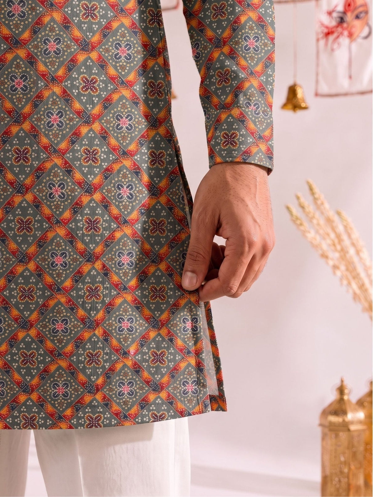 Rajwadi Maze – Geometric Block Print Long Kurta - Jaipuri Crown
