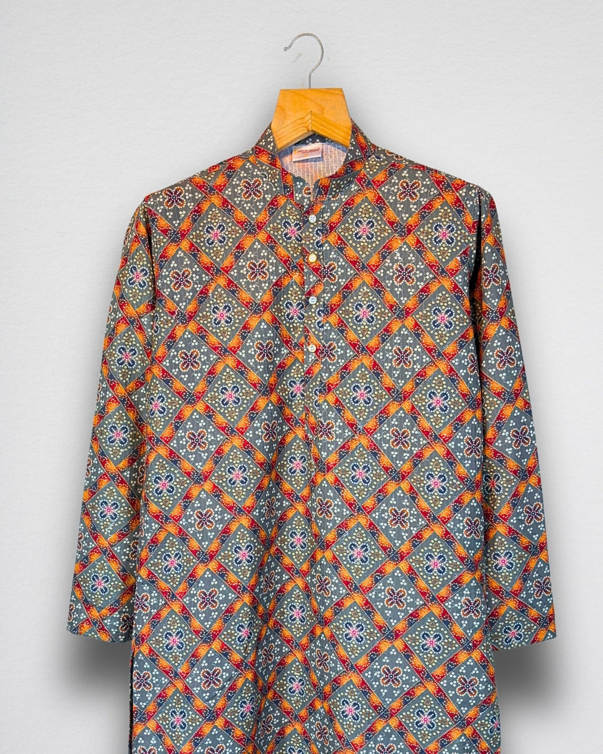 Rajwadi Maze – Geometric Block Print Long Kurta - Jaipuri Crown