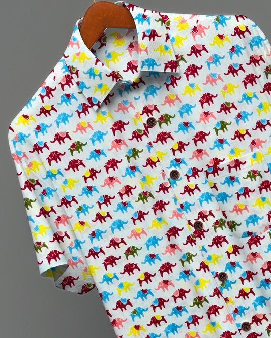 Rangila Haathi – Half Sleeve Cotton Shirt - Jaipuri Crown