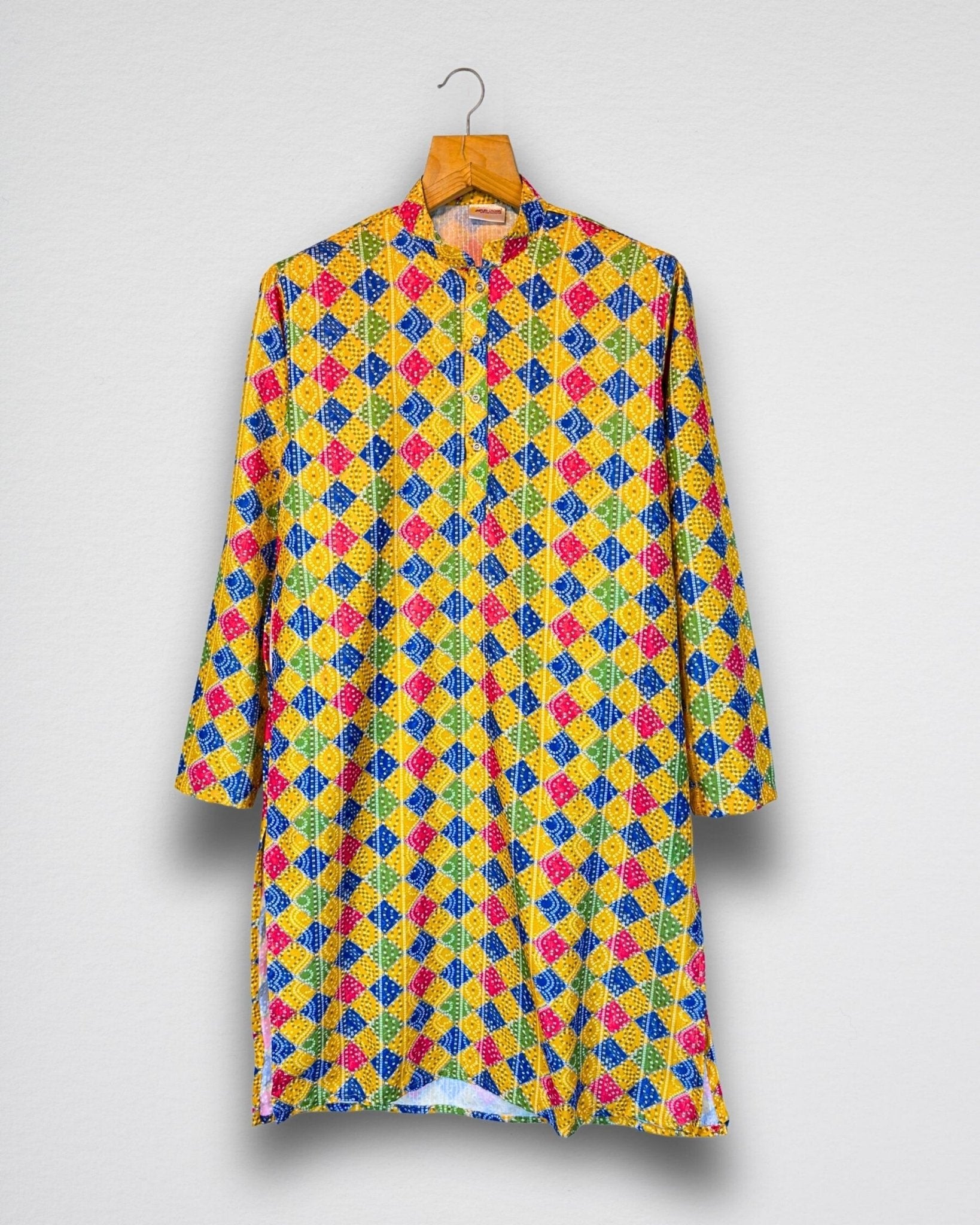 Rangoli Rhombus – Multicolor Block Print Long Kurta - Jaipuri Crown