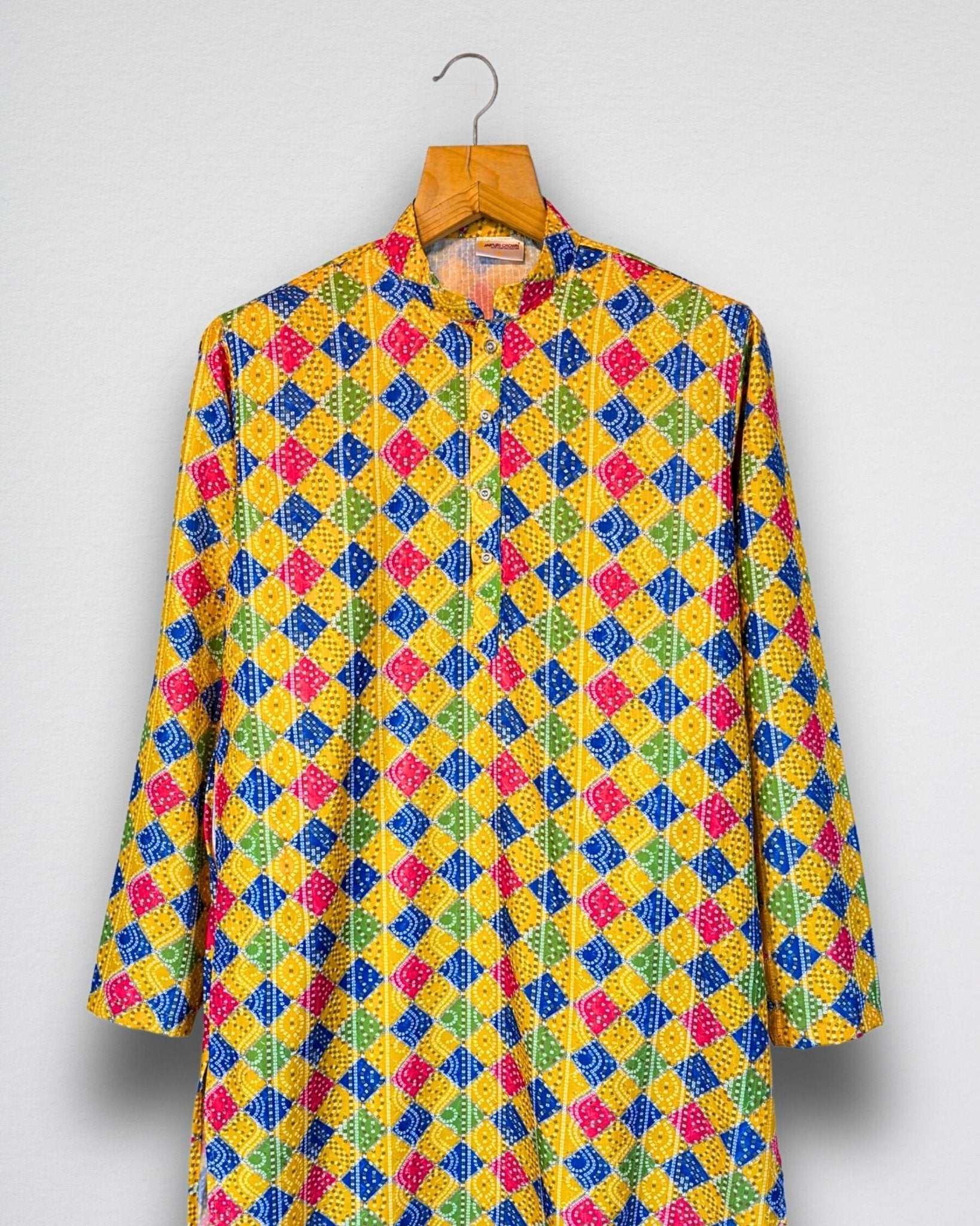 Rangoli Rhombus – Multicolor Block Print Long Kurta - Jaipuri Crown