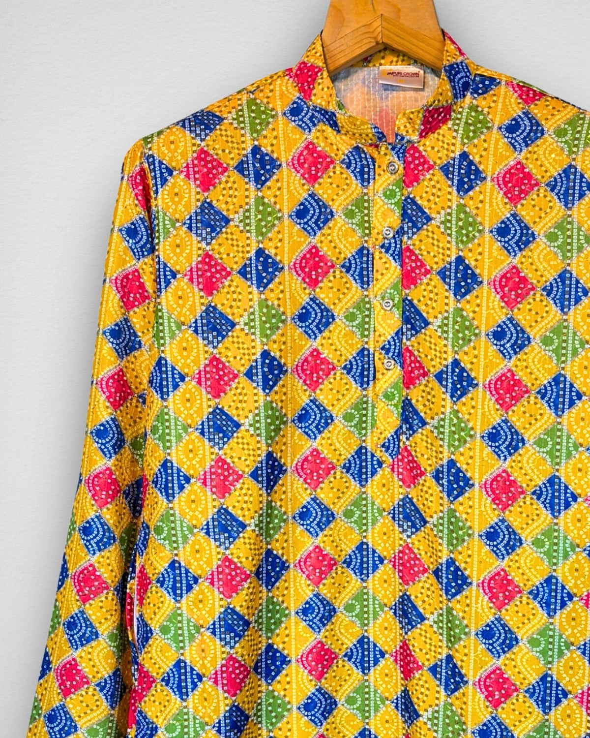 Rangoli Rhombus – Multicolor Block Print Long Kurta - Jaipuri Crown