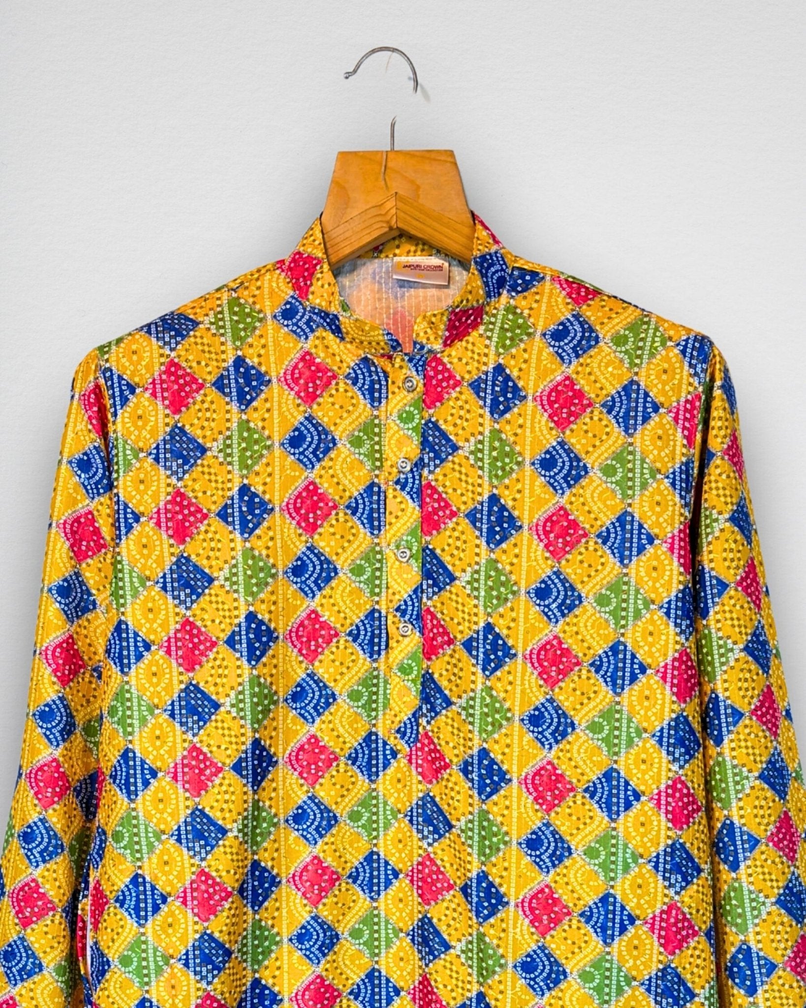 Rangoli Rhombus – Multicolor Block Print Long Kurta - Jaipuri Crown