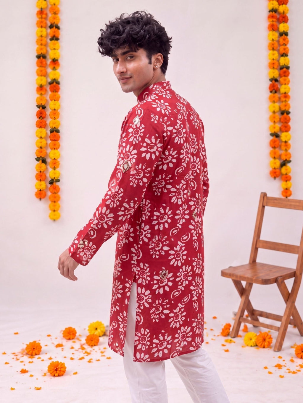 Red Floral – Cotton Printed Long Kurta - Jaipuri Crown