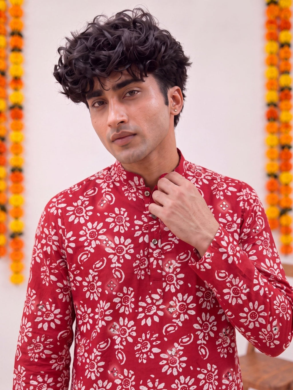 Red Floral – Cotton Printed Long Kurta - Jaipuri Crown