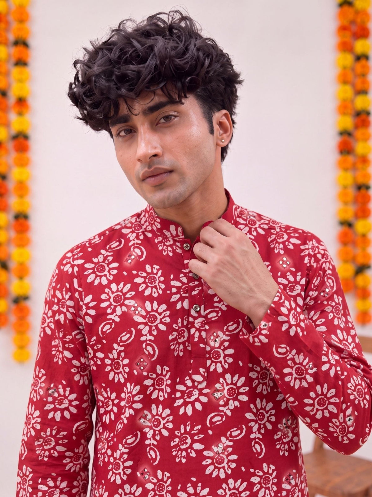 Red Floral – Cotton Printed Long Kurta - Jaipuri Crown