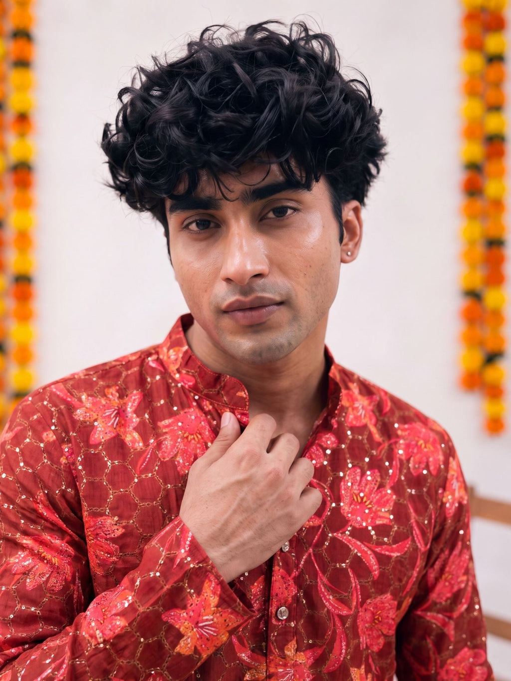 Red Floral Jaal – Printed Long Kurta - Jaipuri Crown
