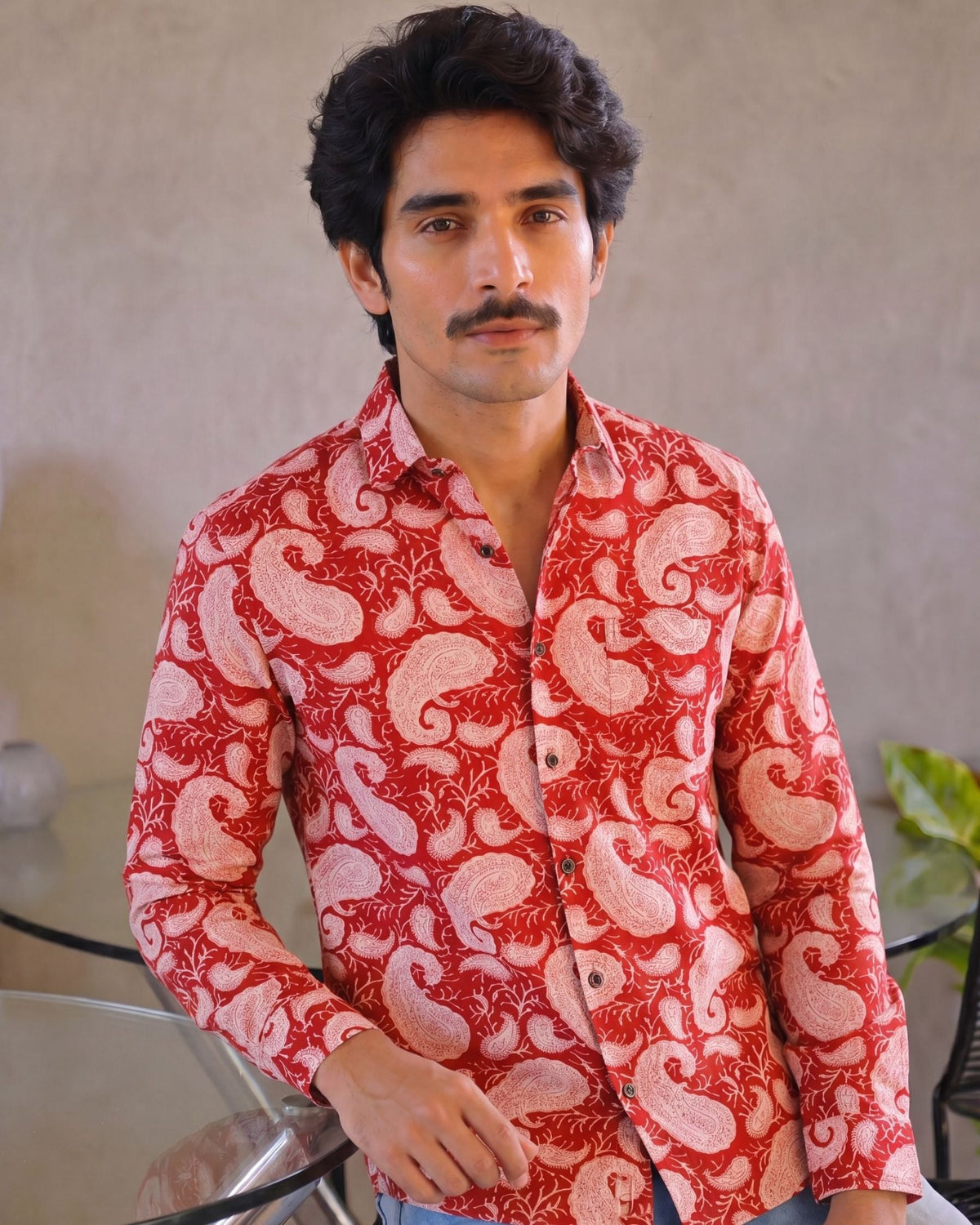 Red Paisley Delight – Printed Cotton Full Sleeve Shirt - Jaipuri Crown