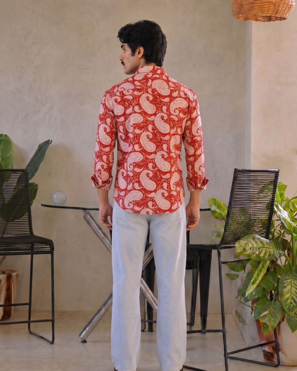Red Paisley Delight – Printed Cotton Full Sleeve Shirt - Jaipuri Crown