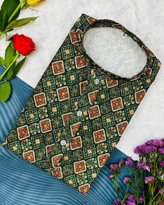 Refined Weave Printed Kurta - Jaipuri Crown