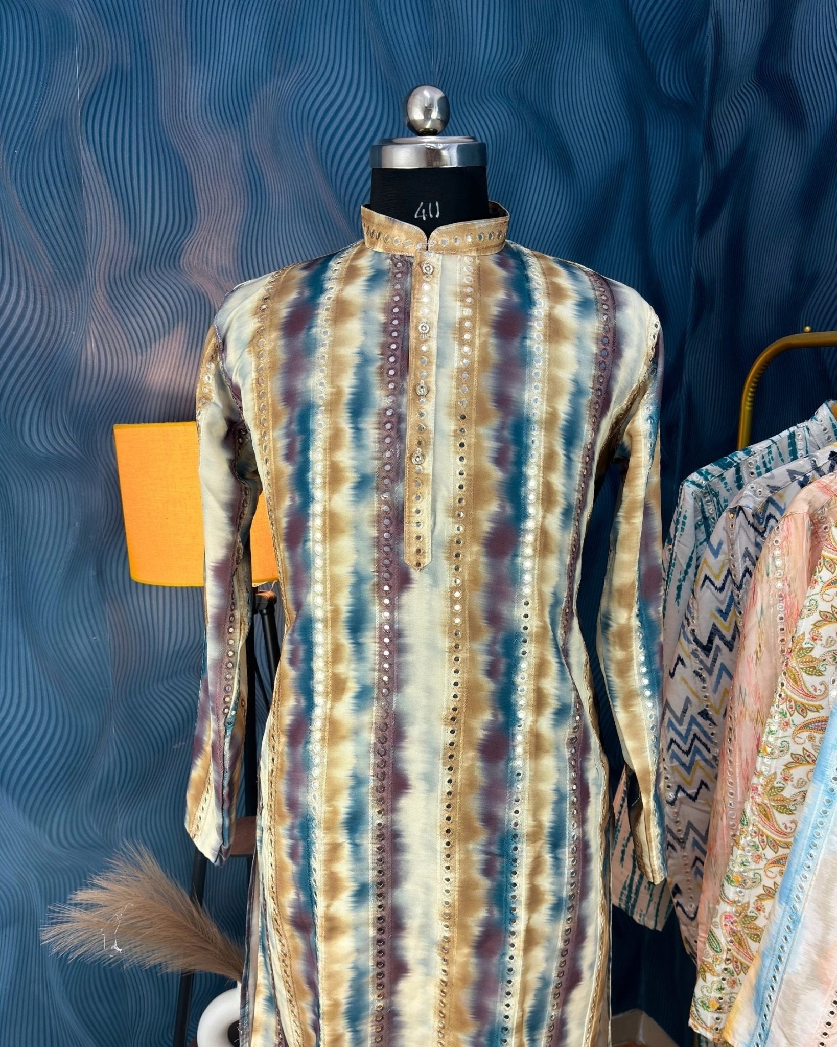 Reflective Mirror Work Kurta - Jaipuri Crown