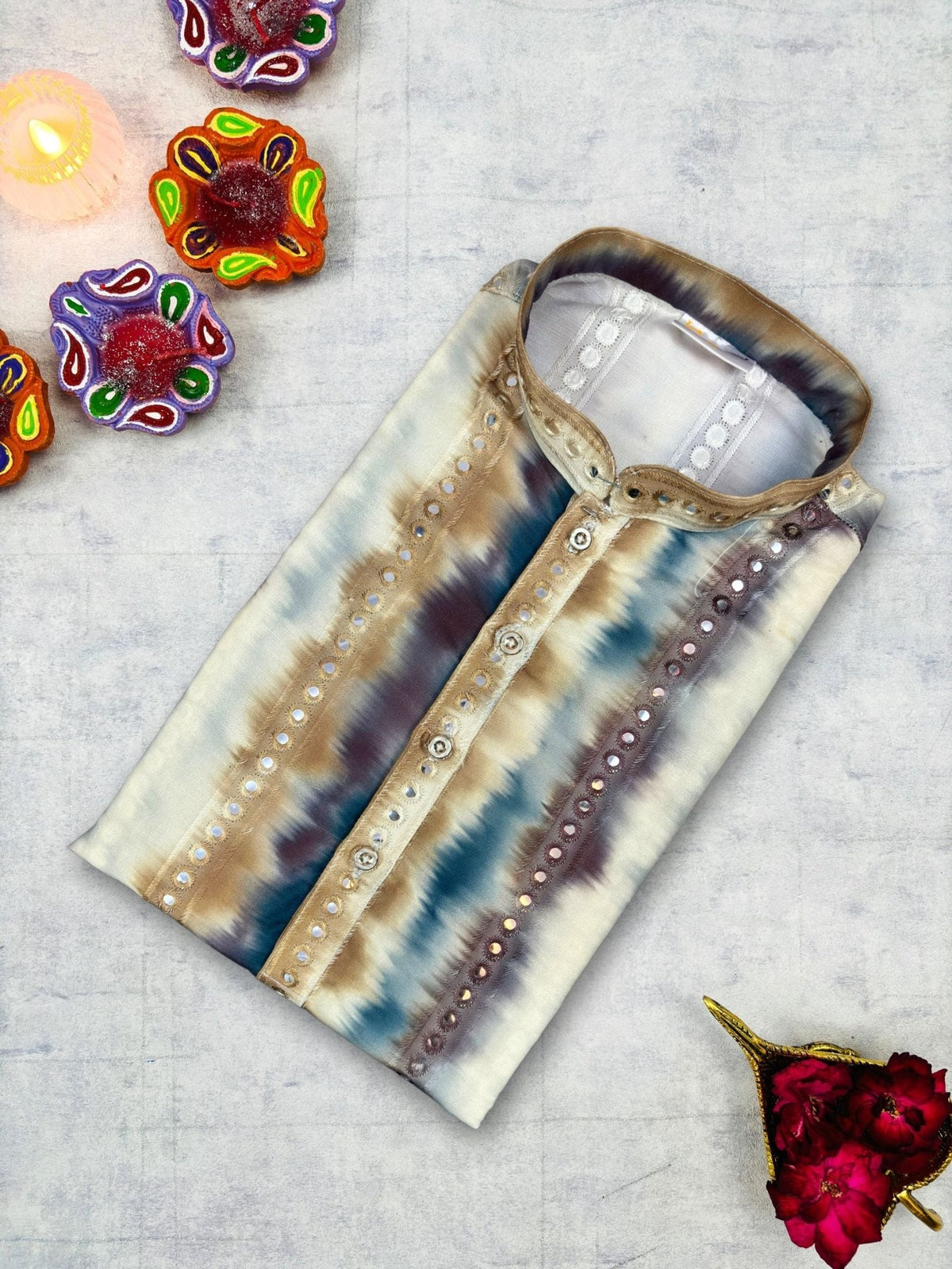 Reflective Mirror Work Kurta - Jaipuri Crown