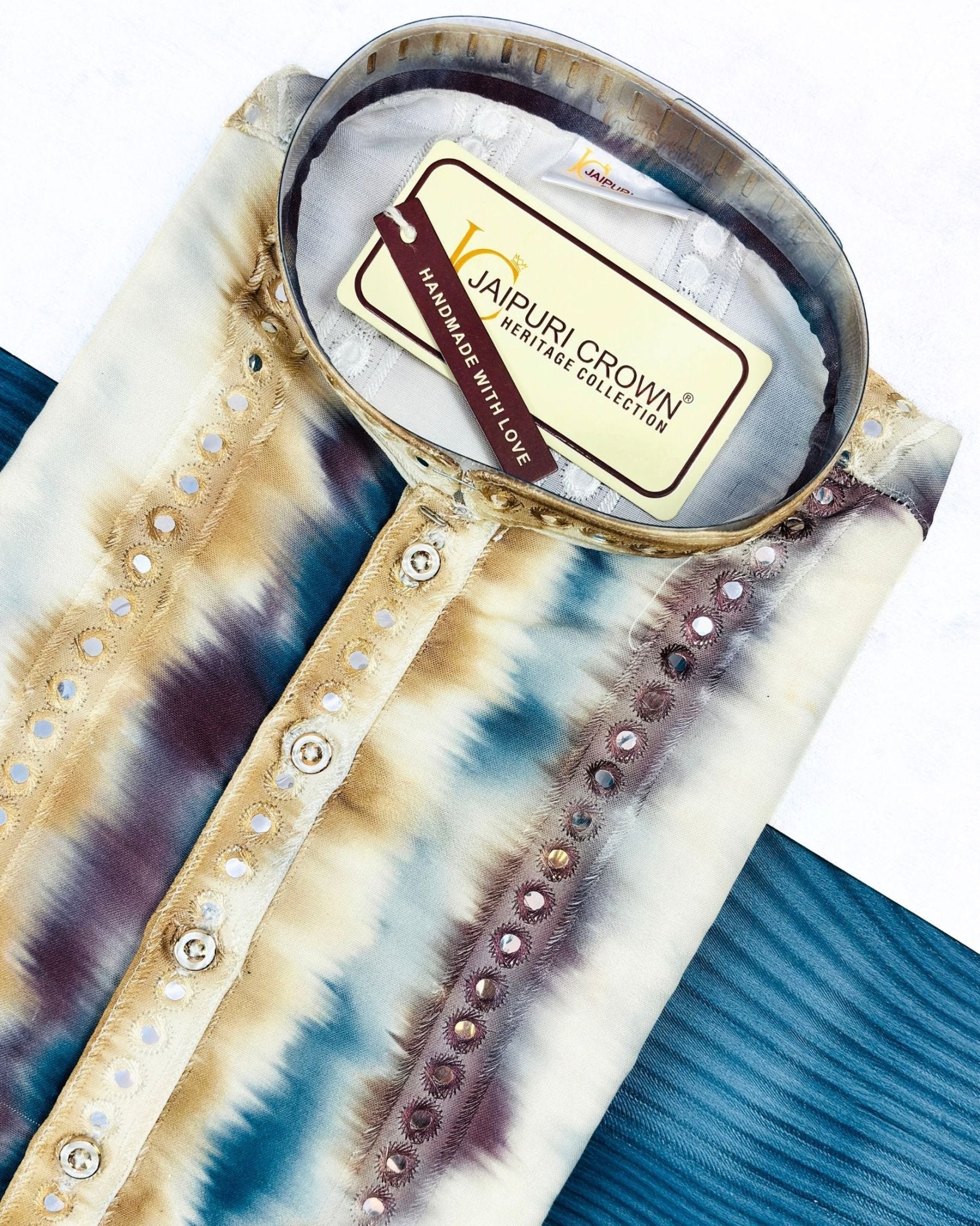 Reflective Mirror Work Kurta - Jaipuri Crown