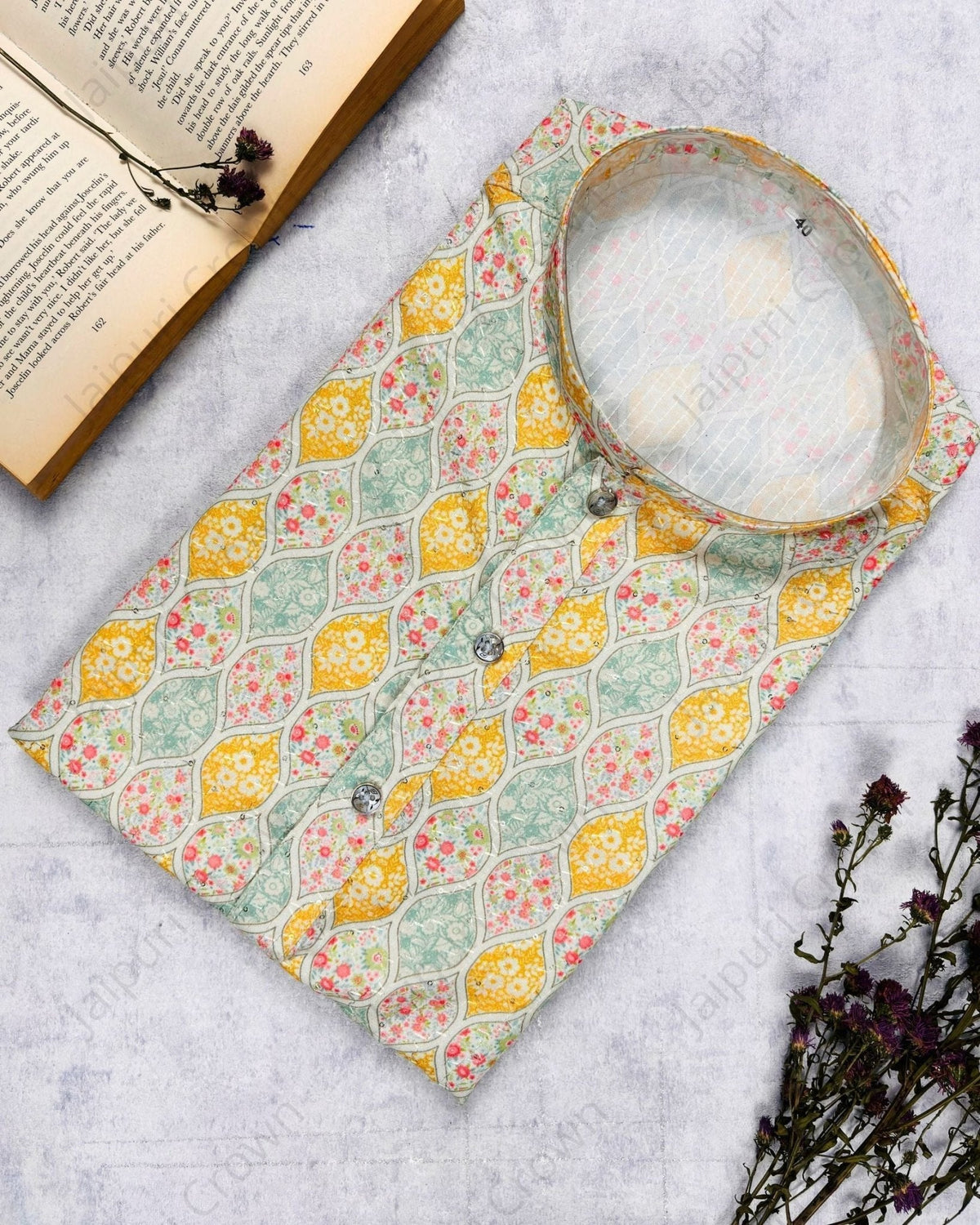 Retro Printed Kurta - Jaipuri Crown