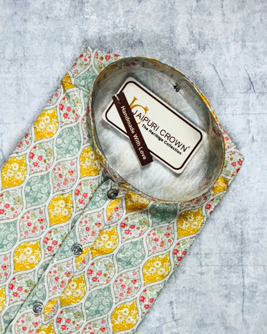 Retro Printed Kurta - Jaipuri Crown