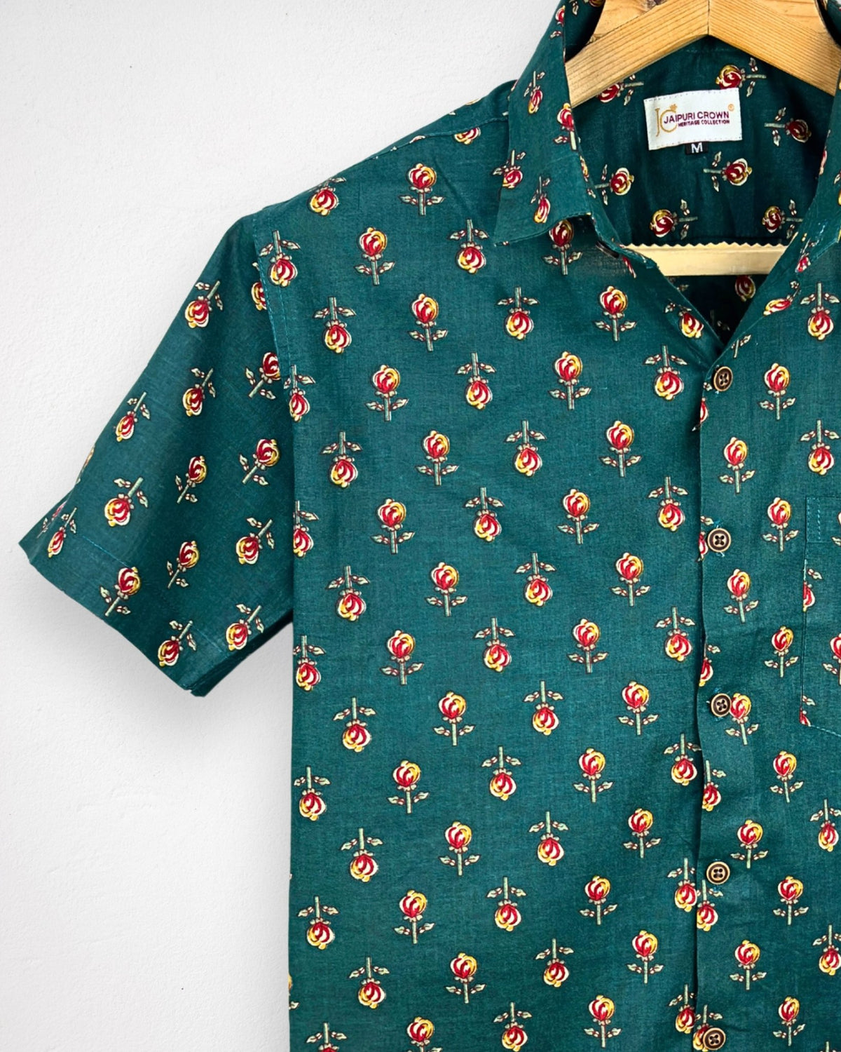 Rosebud Charm – Half Sleeve Cotton Shirt - Jaipuri Crown