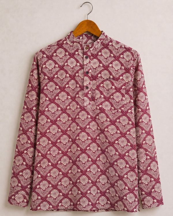 Royal Blossom – Printed Cotton Short Kurta - Jaipuri Crown