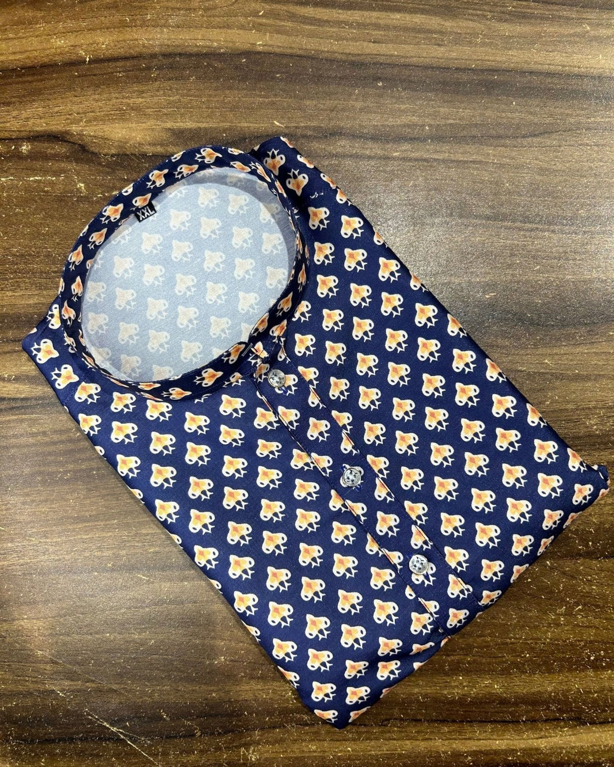 Royal Blue Butti Printed Silk Kurta - Jaipuri Crown