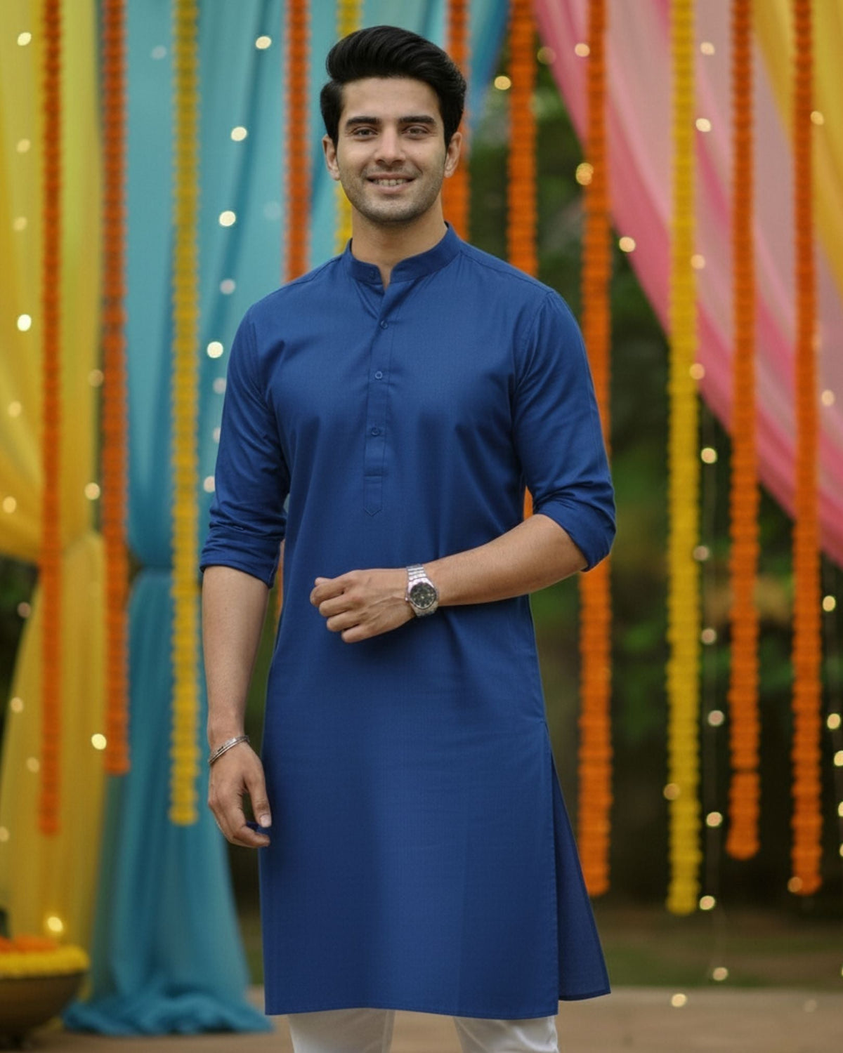 Royal Blue Classic – Solid Full Sleeve Kurta - Jaipuri Crown