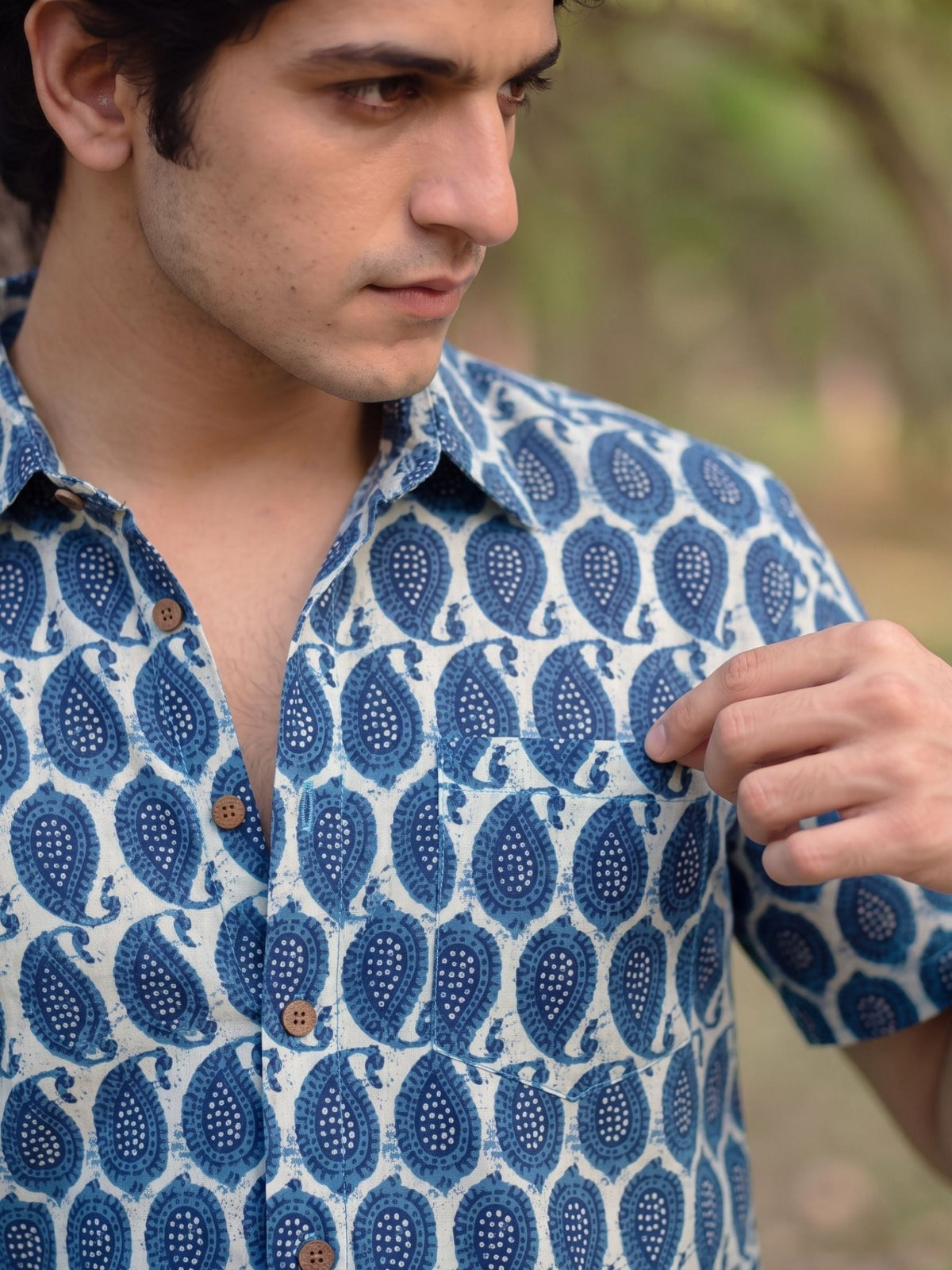 Royal Blue Paisley – Cotton Half Sleeve Shirt - Jaipuri Crown